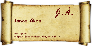 János Ákos névjegykártya